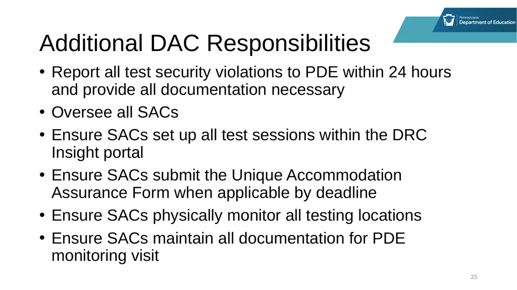 District Assessment Coordinator Training Online - slide 25 of 63