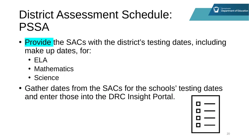 District Assessment Coordinator Training Online - slide 20 of 63