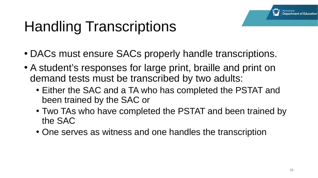 District Assessment Coordinator Training Online - slide 36 of 63