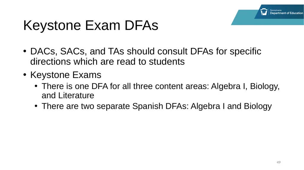 District Assessment Coordinator Training Online - slide 49 of 63