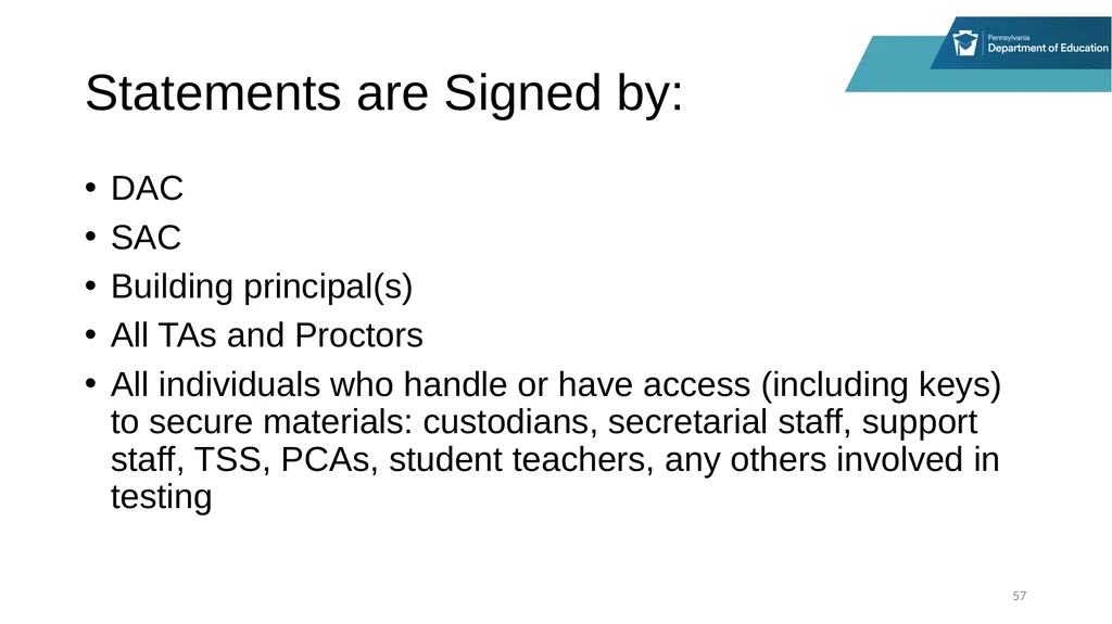 District Assessment Coordinator Training Online - slide 57 of 63