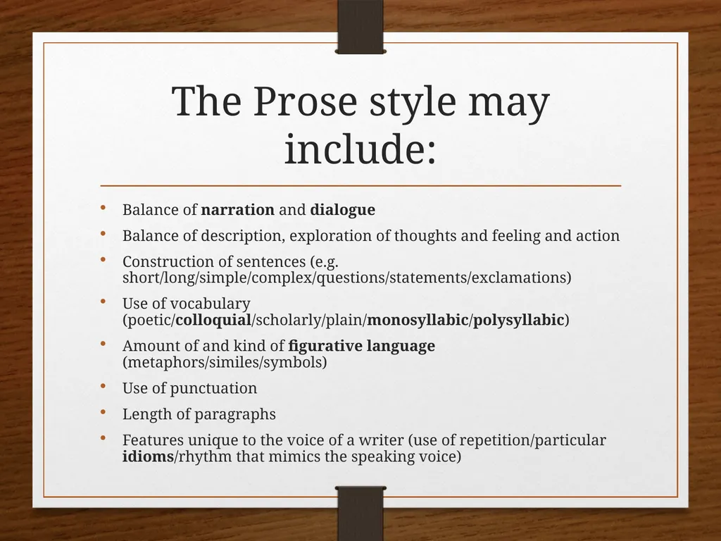 Introduction to Prose: Prose Style and Context Key - slide 3 of 8