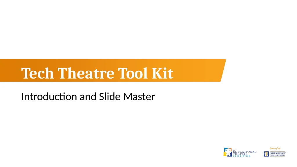 Tech Theatre Tool Kit Introduction and Slide - slide 1 of 37