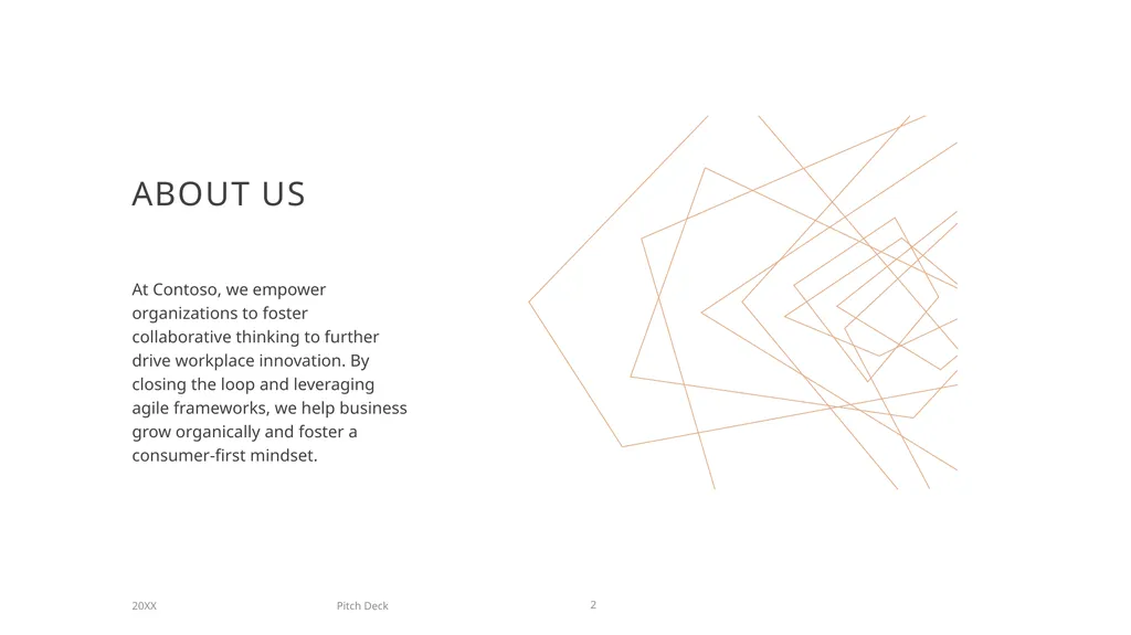 Pitch deck Mirjam Nilsson ABOUT US At Contoso, we - slide 2 of 20