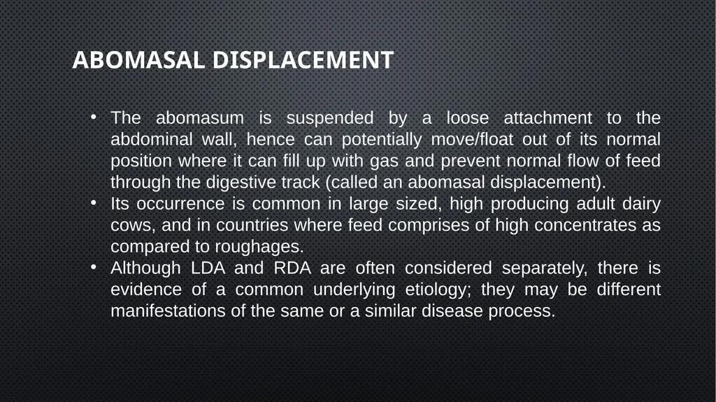 Ruminant Stomach –Abomasal displacement Gulshan - slide 2 of 16