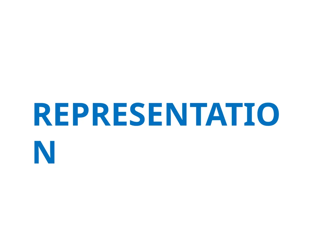 REPRESENTATION What do we mean by REPRESENTATION? - slide 1 of 11