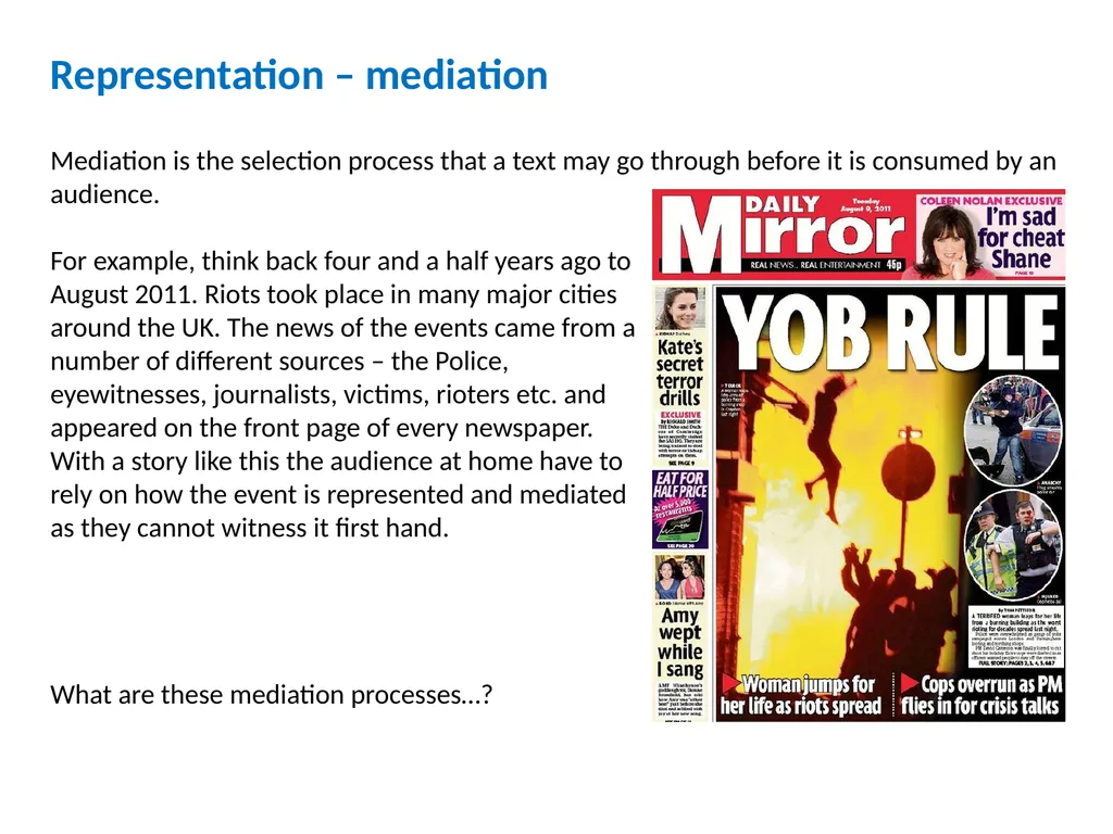 REPRESENTATION What do we mean by REPRESENTATION? - slide 8 of 11