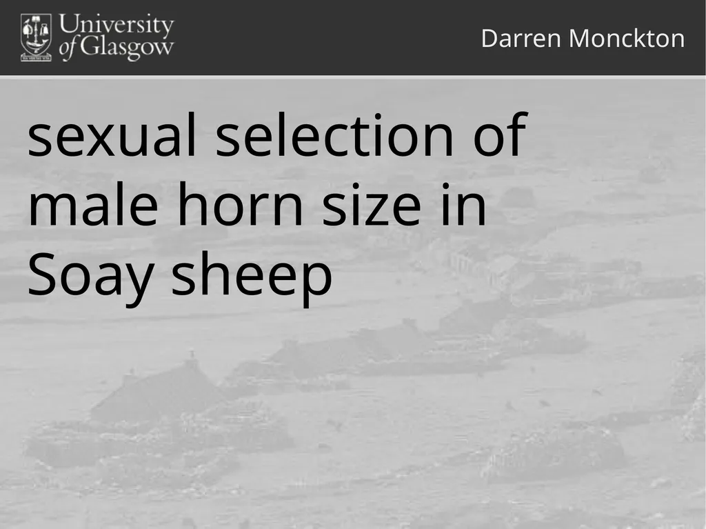 Darren Monckton sexual selection of male horn size - slide 1 of 25