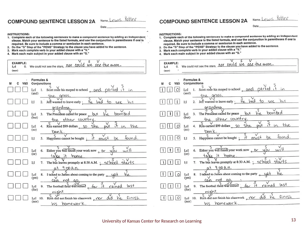 Compound Sentence 1 A compound sentence has two or - slide 13 of 29