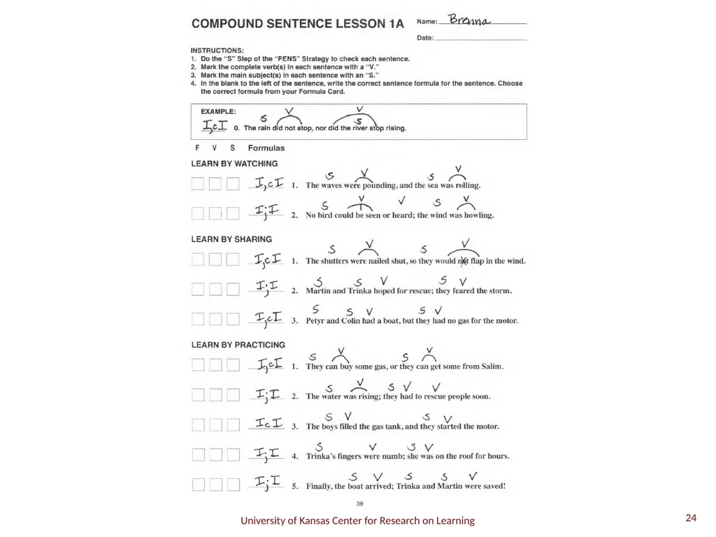 Compound Sentence 1 A compound sentence has two or - slide 24 of 29