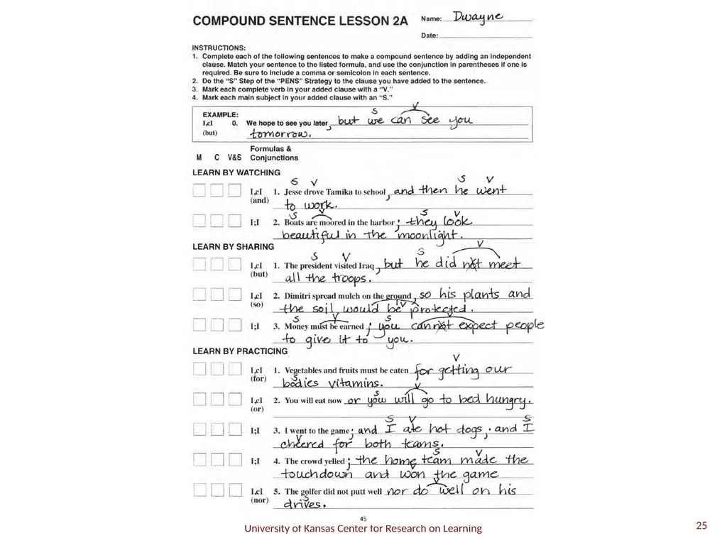 Compound Sentence 1 A compound sentence has two or - slide 25 of 29
