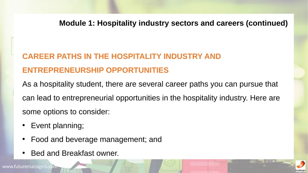 Hospitality Studies Grade 9 www.futuremanagers.com - slide 12 of 63