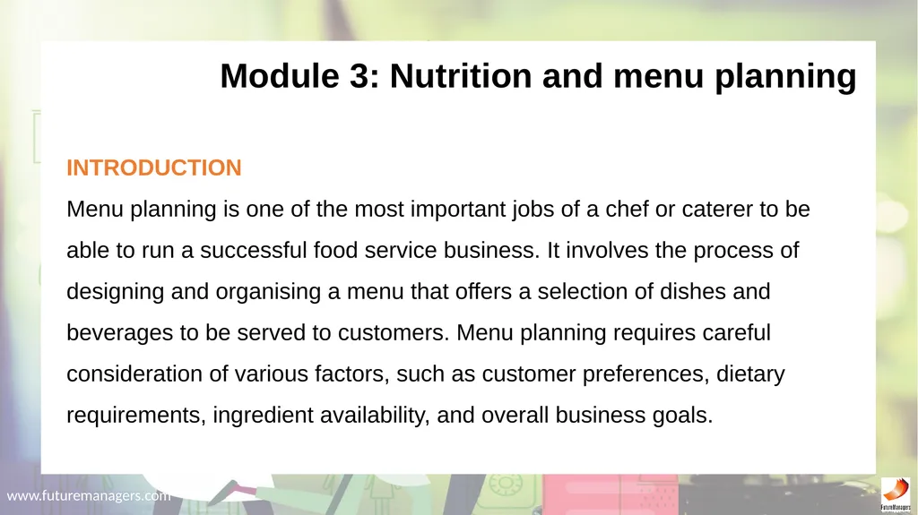 Hospitality Studies Grade 9 www.futuremanagers.com - slide 21 of 63