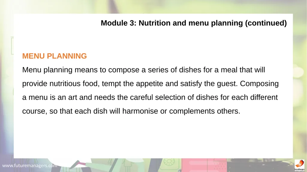 Hospitality Studies Grade 9 www.futuremanagers.com - slide 22 of 63
