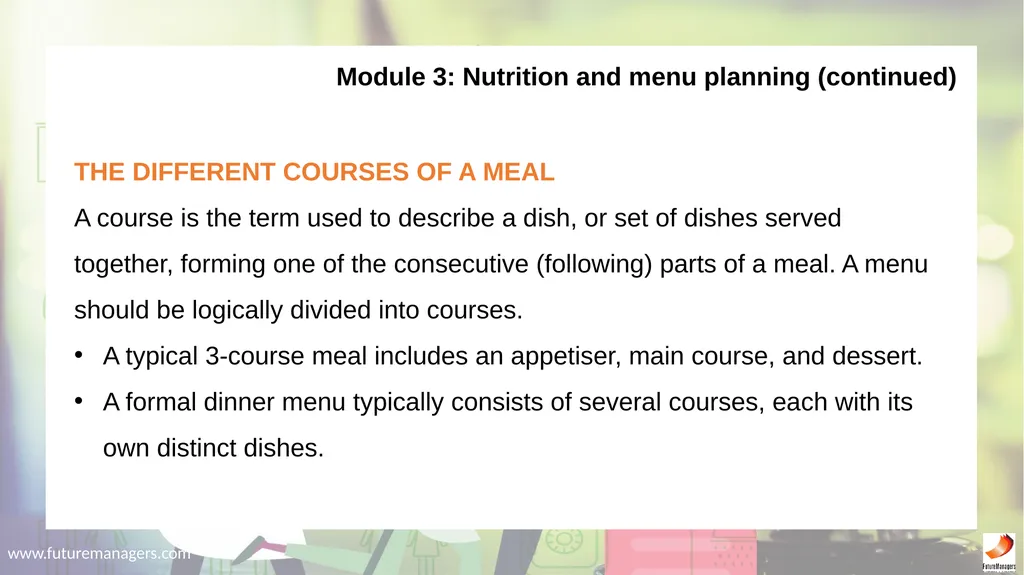 Hospitality Studies Grade 9 www.futuremanagers.com - slide 24 of 63