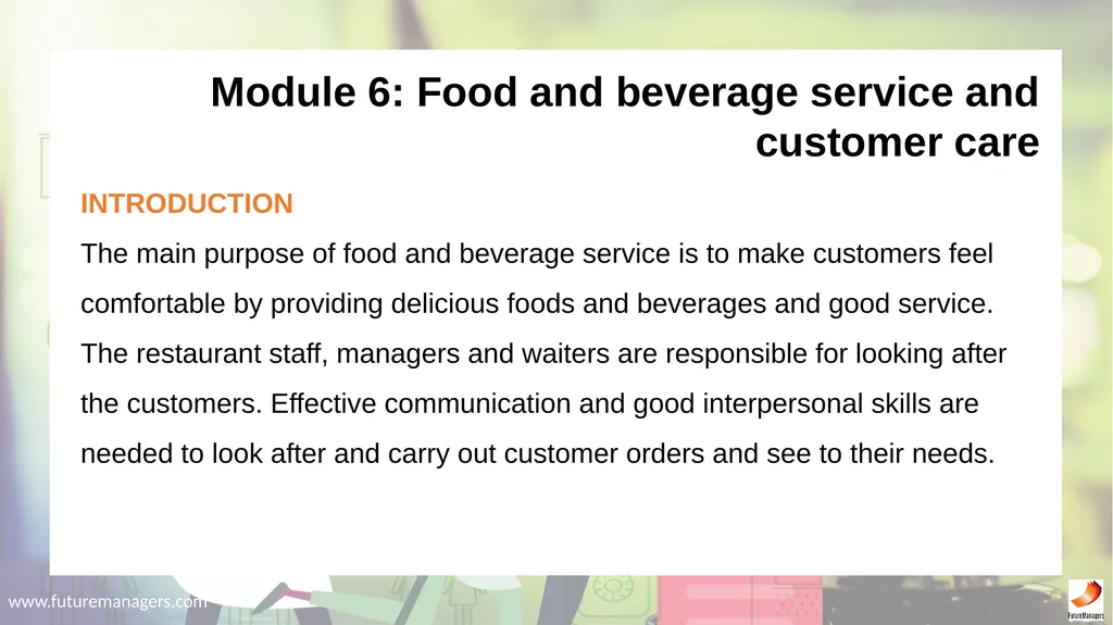 Hospitality Studies Grade 9 www.futuremanagers.com - slide 38 of 63