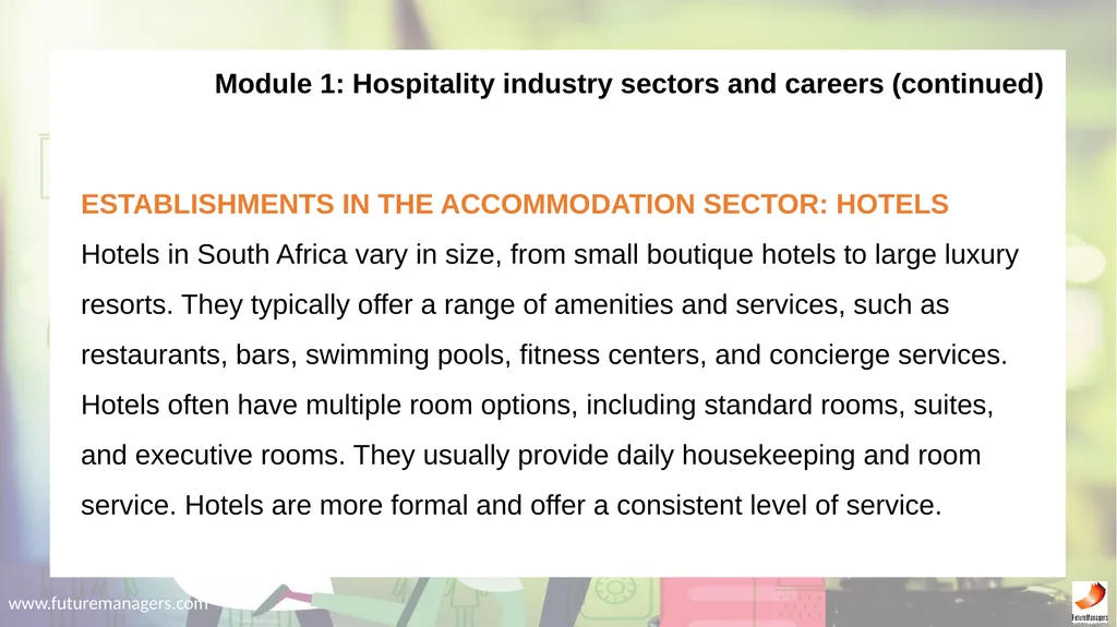 Hospitality Studies Grade 9 www.futuremanagers.com - slide 4 of 63