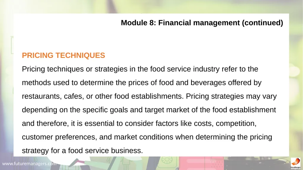 Hospitality Studies Grade 9 www.futuremanagers.com - slide 56 of 63