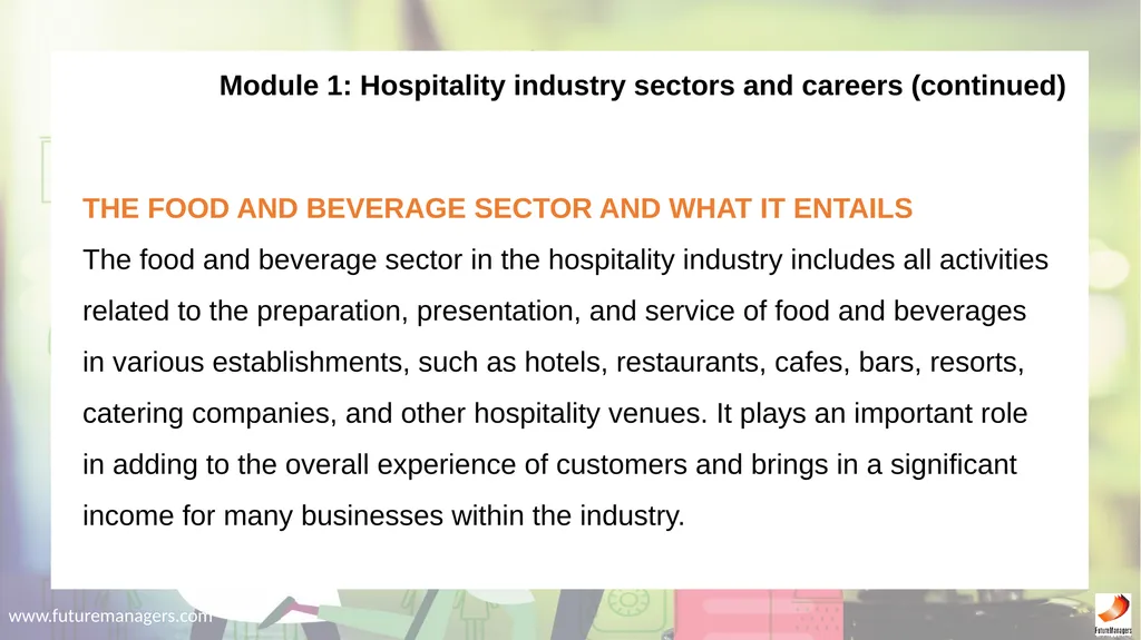 Hospitality Studies Grade 9 www.futuremanagers.com - slide 8 of 63