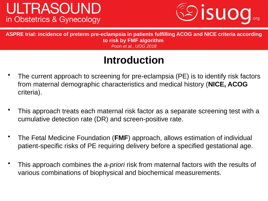 UOG Journal Club: June 2018 ASPRE trial: incidence - slide 2 of 15