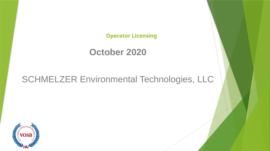 Operator Licensing October 2020 SCHMELZER - slide 1 of 119