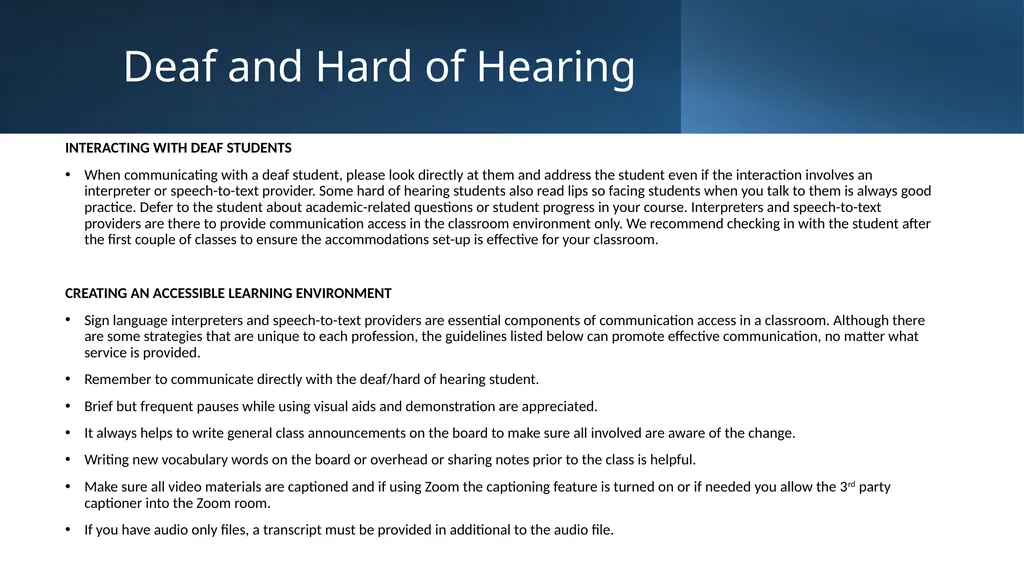 Office of Accommodative Services Helpful Tips - slide 22 of 24