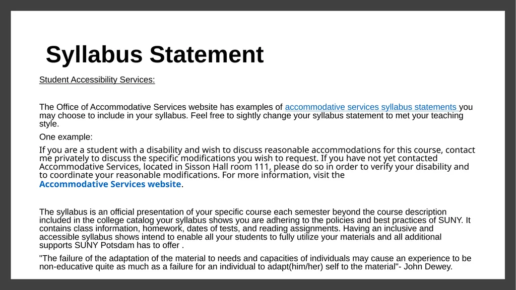 Office of Accommodative Services Helpful Tips - slide 6 of 24