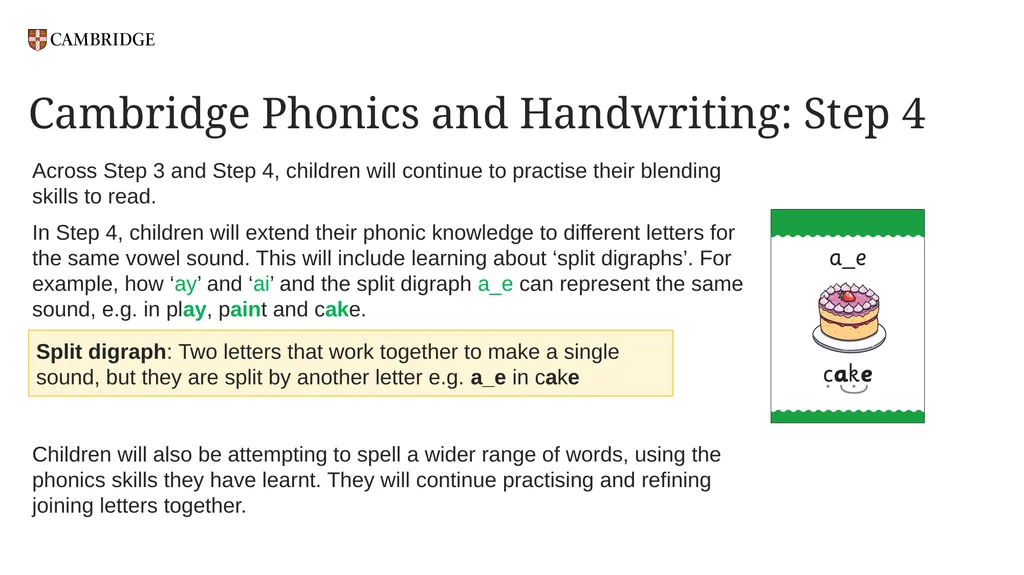Cambridge Phonics and Handwriting Our approach: - slide 17 of 21