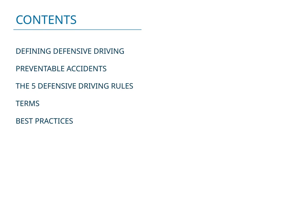 DEFENSIVE DRIVER TRAINING 1 2 DEFINING DEFENSIVE - slide 2 of 24