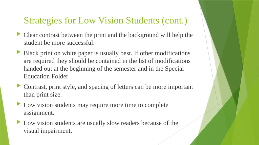 Teaching Students with Visual Impairments For - slide 12 of 23