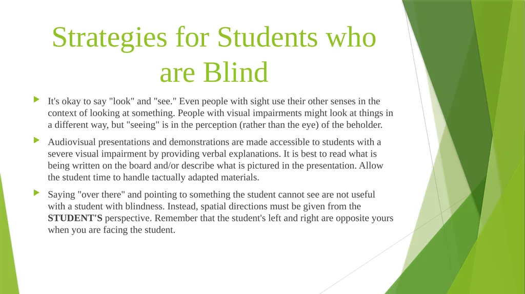 Teaching Students with Visual Impairments For - slide 14 of 23