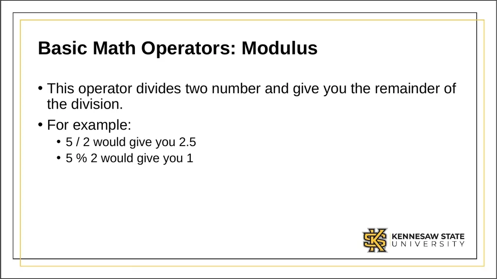 CSE 1321 Module 1 Syntax Basics: Variables, - slide 58 of 60