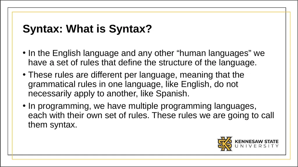 CSE 1321 Module 1 Syntax Basics: Variables, - slide 4 of 60