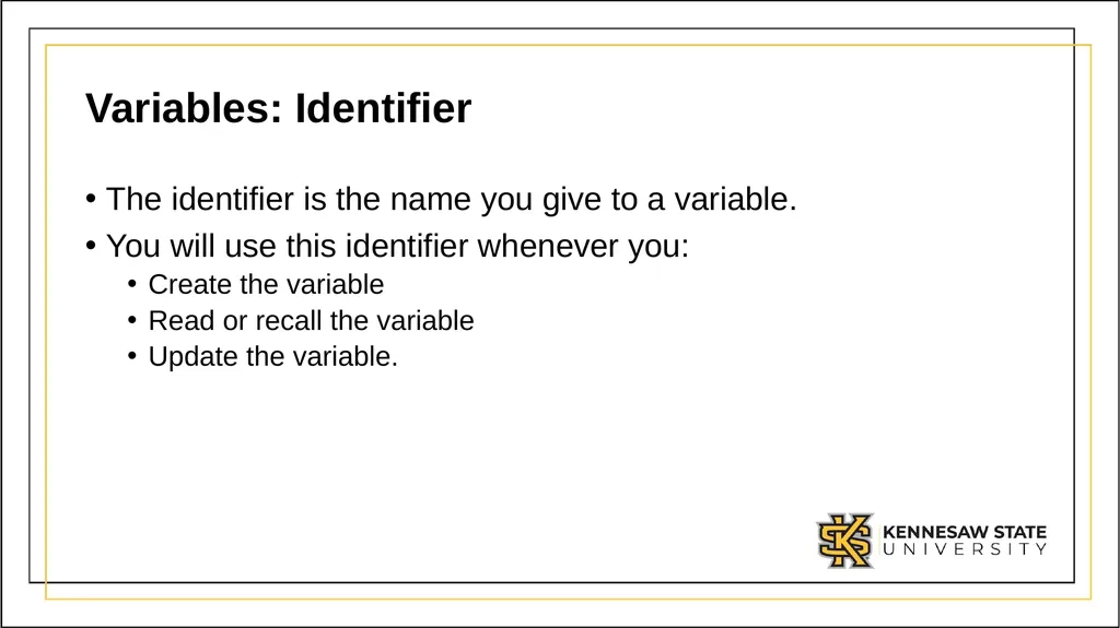 CSE 1321 Module 1 Syntax Basics: Variables, - slide 29 of 60