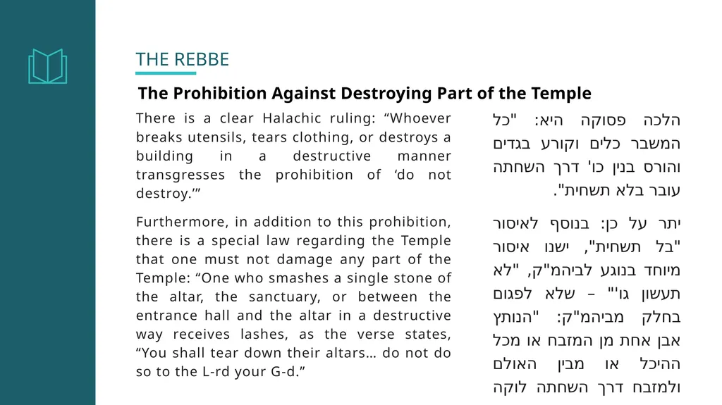 Shoftim: “Do not destroy”— When is it Allowed? Why - slide 28 of 39