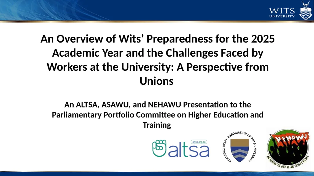 An Overview of Wits’ Preparedness for the 2025 - slide 1 of 25