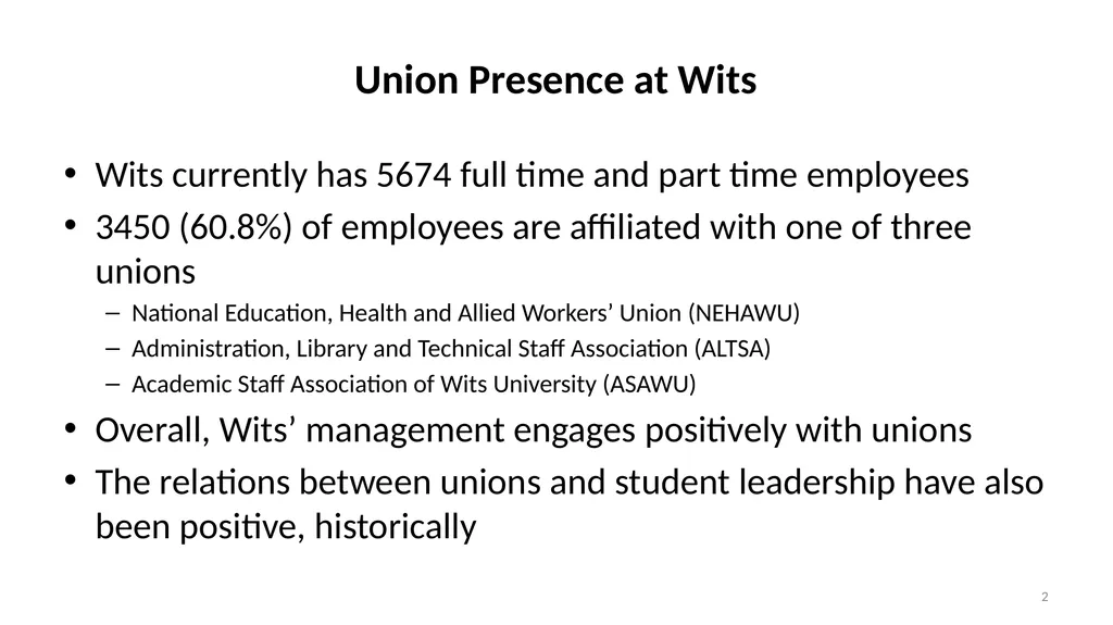 An Overview of Wits’ Preparedness for the 2025 - slide 2 of 25