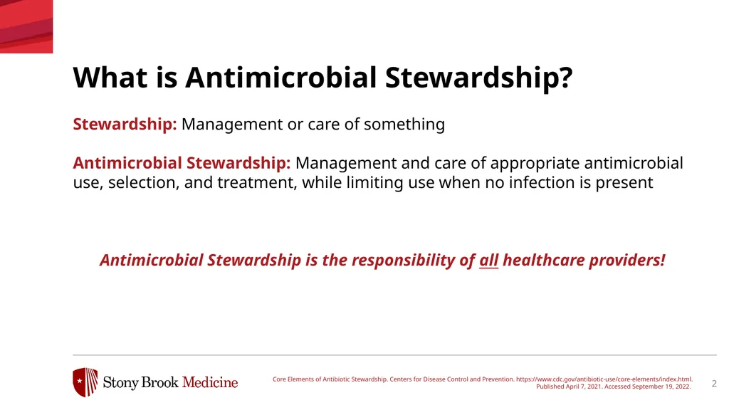 Antimicrobial Stewardship & Antibiotic Resistance - slide 2 of 17