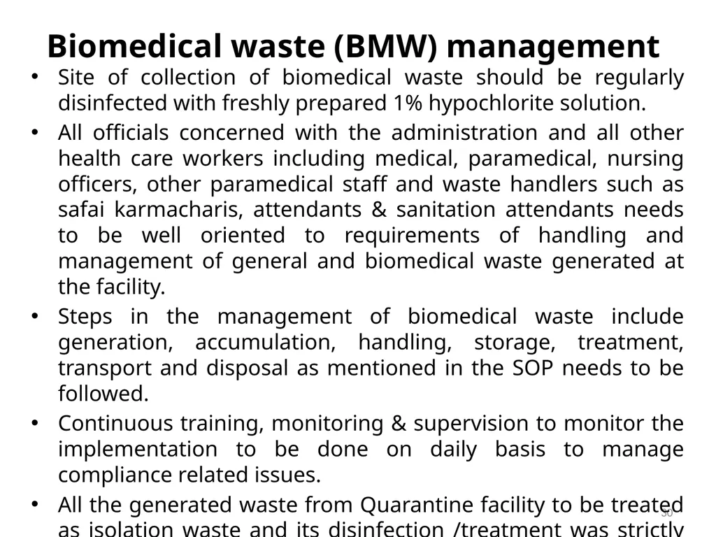 Guidelines for Quarantine facilities for COVID -19 - slide 30 of 42