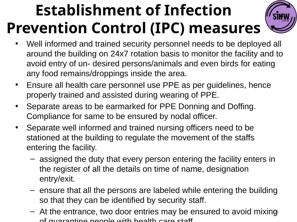 Guidelines for Quarantine facilities for COVID -19 - slide 25 of 42