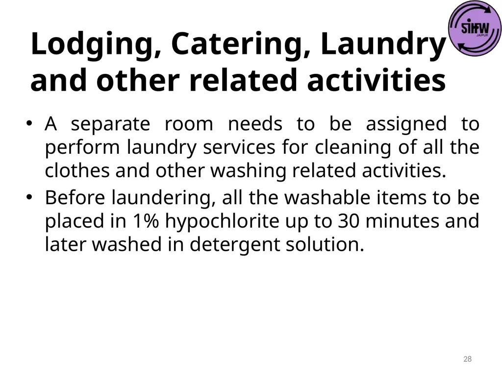 Guidelines for Quarantine facilities for COVID -19 - slide 28 of 42