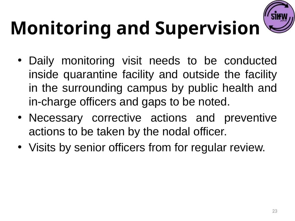 Guidelines for Quarantine facilities for COVID -19 - slide 23 of 42