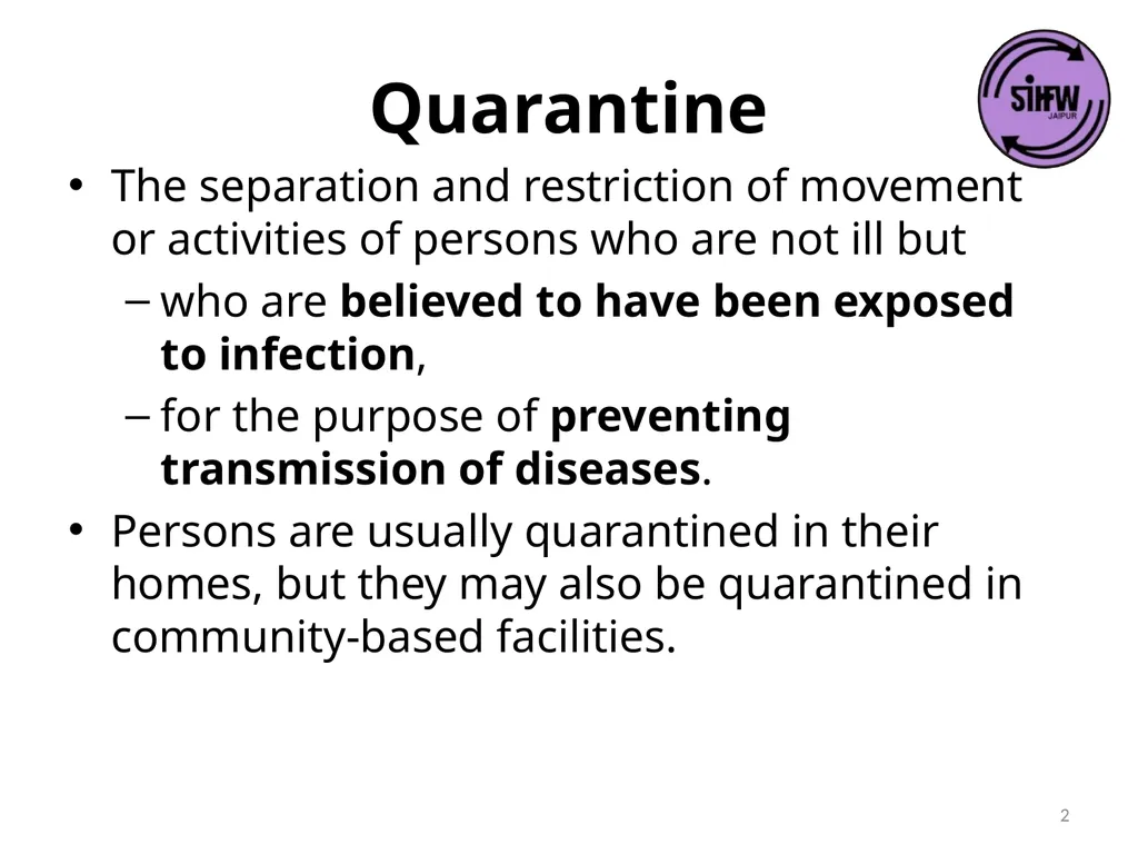Guidelines for Quarantine facilities for COVID -19 - slide 2 of 42
