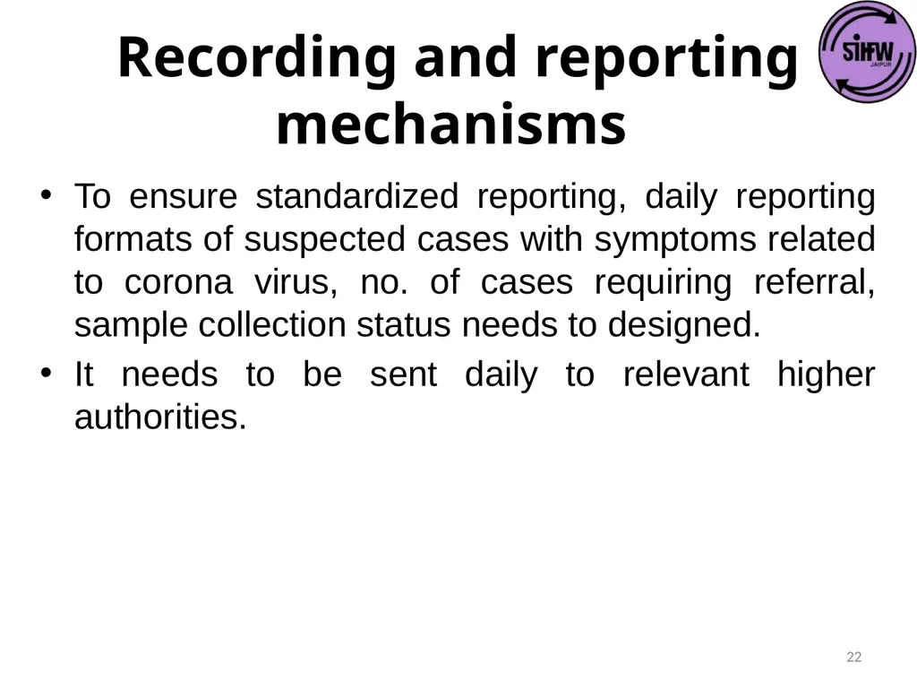 Guidelines for Quarantine facilities for COVID -19 - slide 22 of 42