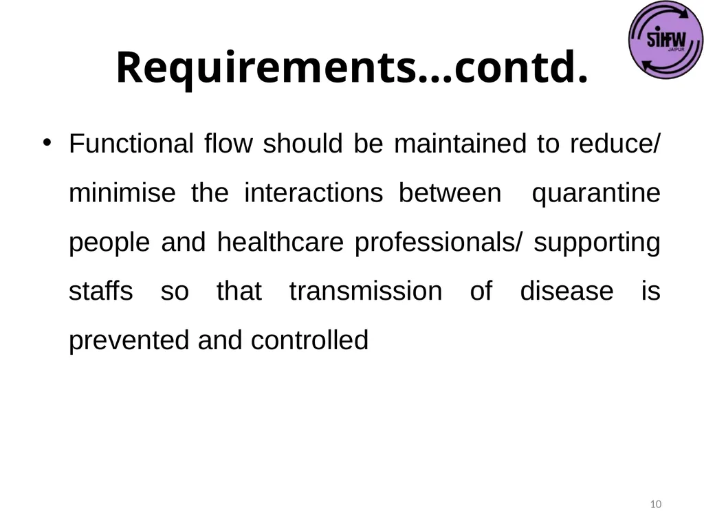 Guidelines for Quarantine facilities for COVID -19 - slide 10 of 42