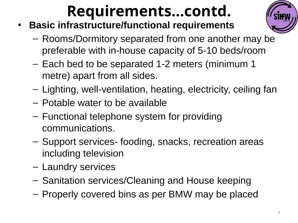 Guidelines for Quarantine facilities for COVID -19 - slide 7 of 42