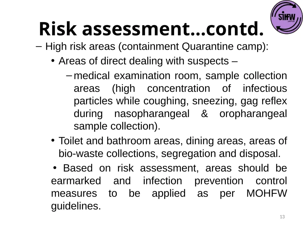 Guidelines for Quarantine facilities for COVID -19 - slide 13 of 42