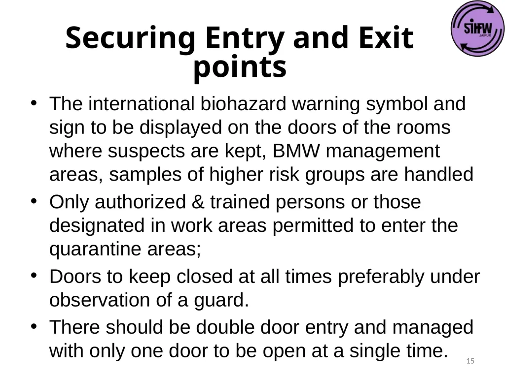 Guidelines for Quarantine facilities for COVID -19 - slide 15 of 42