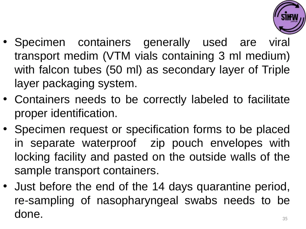 Guidelines for Quarantine facilities for COVID -19 - slide 35 of 42