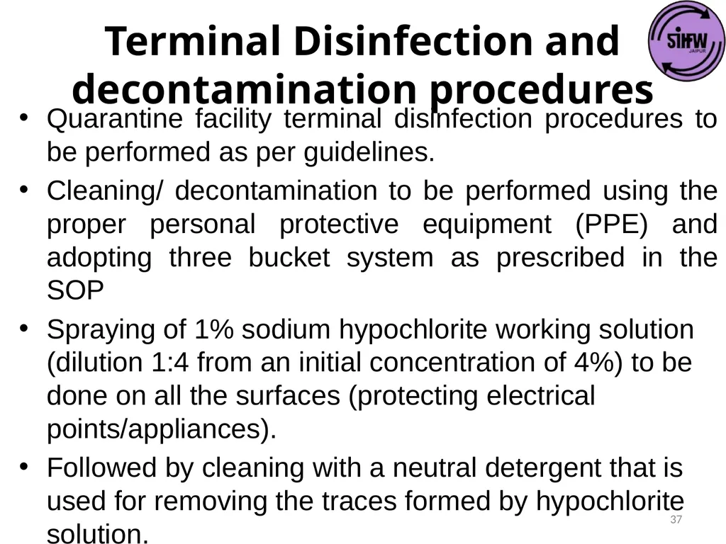 Guidelines for Quarantine facilities for COVID -19 - slide 37 of 42